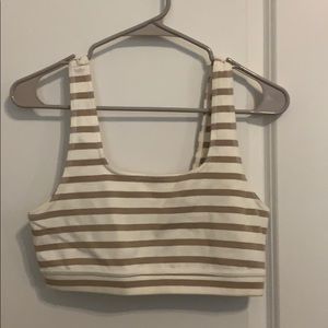 Wilfred Free Tan/white striped crop top Aritzia
